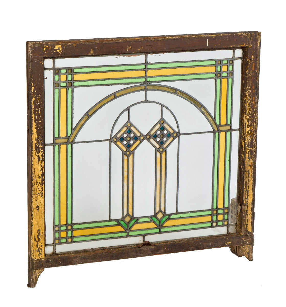 one of four highly sought after salvaged chicago interior residential strongly geometric bungalow art glass windows