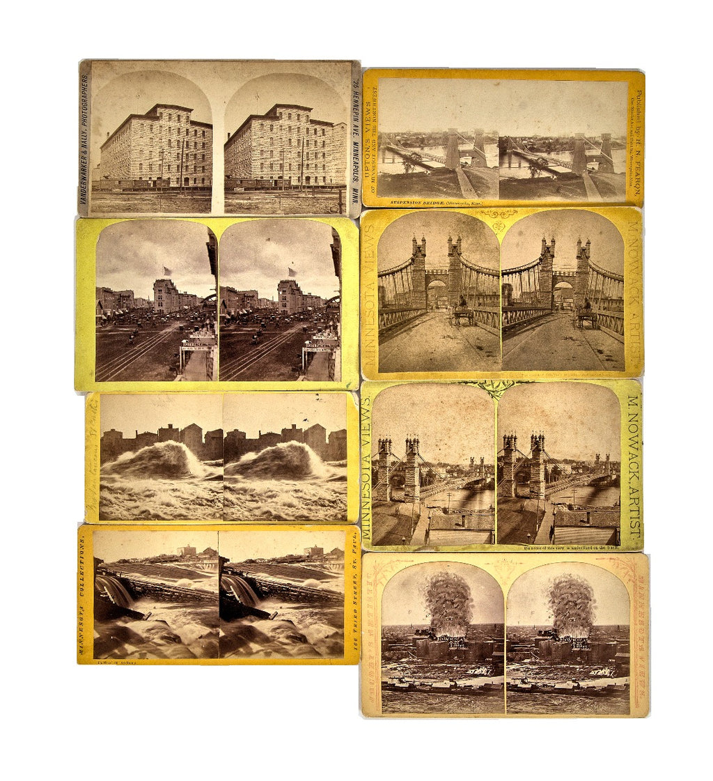 lot of rare 19th century minneapolis mill district stereoviews by photographers w.h. jacoby and m. nowack