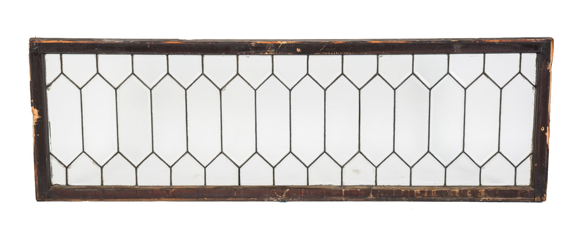 gargantuan all original and completely intact salvaged chicago beveled-edge "picket fence" 19th century transom window