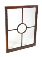 unusually designed all original salvaged chicago 1880's oversized deeply cut beveled glass window with wood muntin oculus
