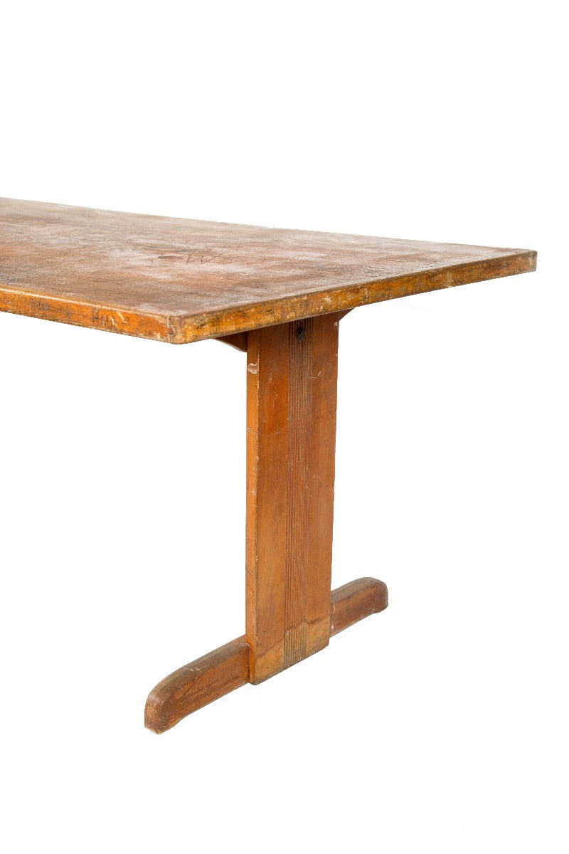 original salvaged chicago depression-era streamlined style hardwood chicago public school classroom table