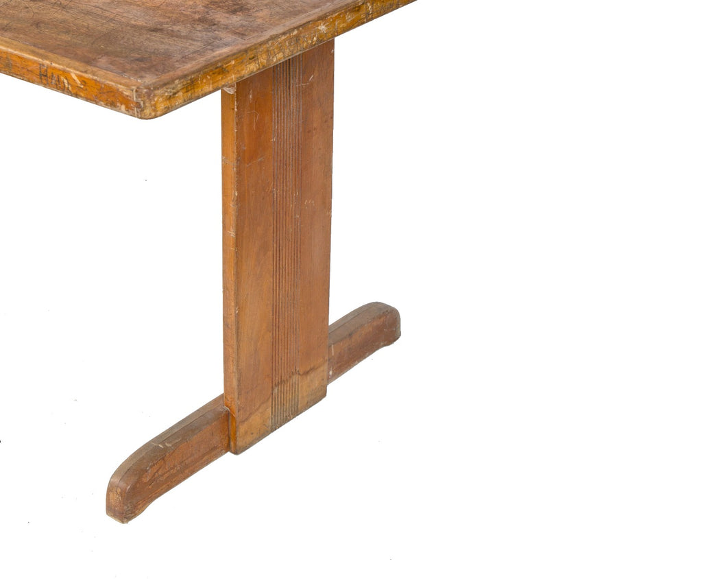 original salvaged chicago depression-era streamlined style hardwood chicago public school classroom table
