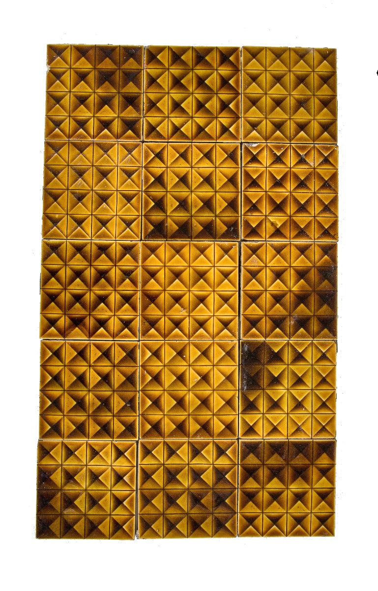 richly colored hard to find 19th century salvaged chicago geometric beaver falls art tile company fireplace tiles