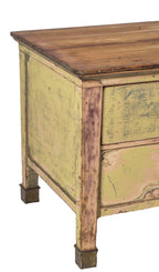 enormous early 20th century antique american industrial laboratory table with four matching sliding drawers
