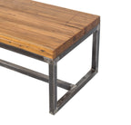 repurposed vintage american industrial salvaged chicago coffee table with refinished solid maple wood bowling alley top