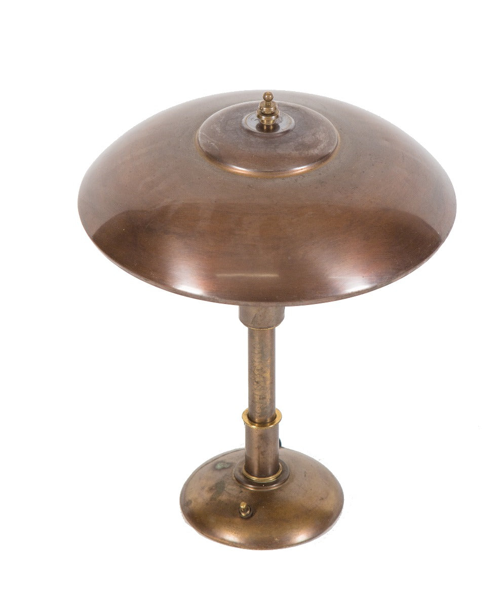 all original antique american art deco streamlined style faries "guardsman" table lamp with intact "normandy bronze" finish