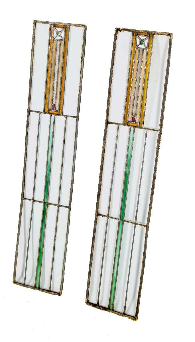 original early 20th century salvaged chicago leaded glass prairie style cabinet door leaded glass windows