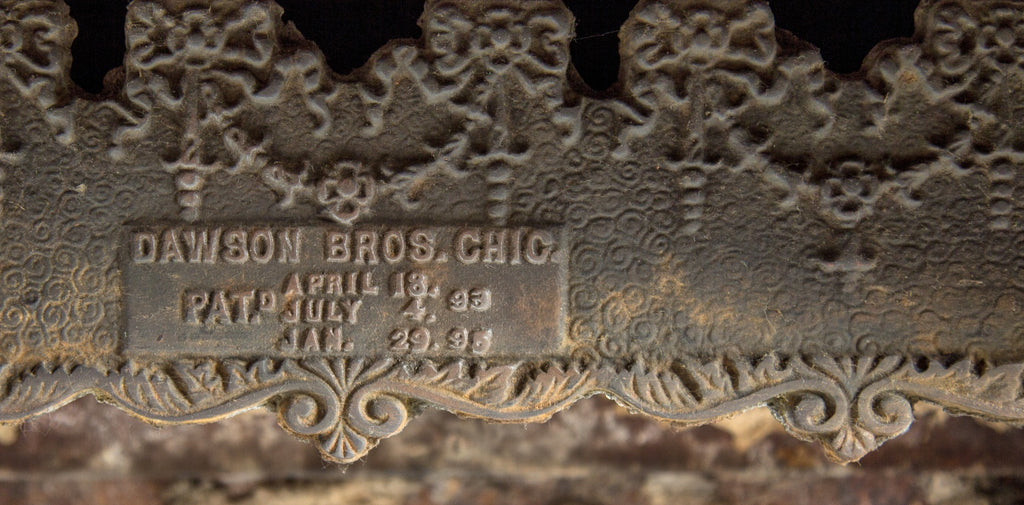 astounding 19th century all original and fully functional salvaged chicago copper-plated dawson brothers fireplace gas insert