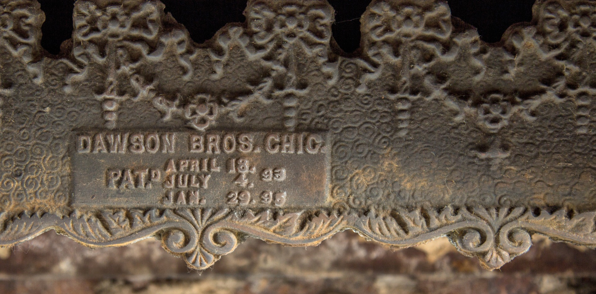astounding 19th century all original and fully functional salvaged chicago copper-plated dawson brothers fireplace gas insert
