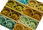 group of vibrantly colored 19th century antique american trent fireplace tiles salvaged from new york city brownstone