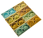 group of vibrantly colored 19th century antique american trent fireplace tiles salvaged from new york city brownstone