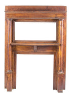 original and intact late 19th century salvaged chicago varnished oak wood fireplace mantel with varnished finish