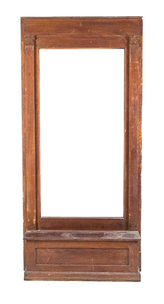 hard to find all original dated 1917 varnished solid oak wood salvaged chicago narrow pier mirror with hinged cover seat