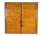 late matching set of 19th century oversized six-panel solid oak wood salvaged chicago pocket doors with original finish