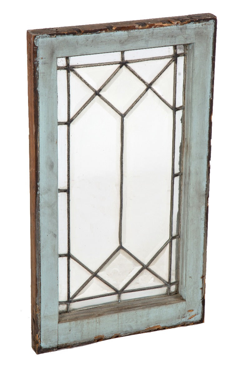 all original and intact turn of the century salvaged chicago beveled edge residential "picket fence" window