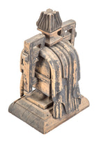 rare mid-to-late 19th century american hand-carved horse drawn funeral hearse "eternal flame" wood finial with partially intact black painted finish