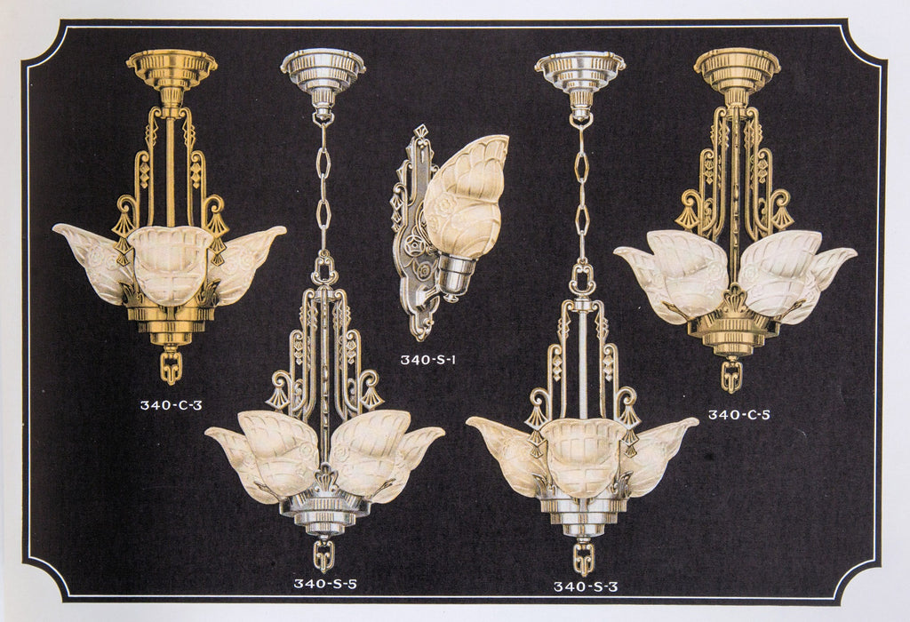 exceptional all original and intact depression-era moe-bridges profusely illustrated lighting catalog
