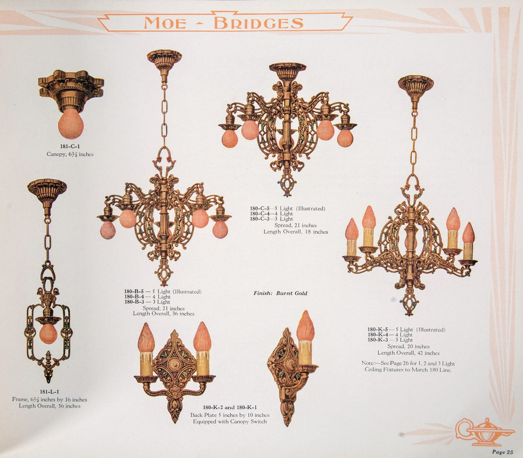 exceptional all original and intact depression-era moe-bridges profusely illustrated lighting catalog