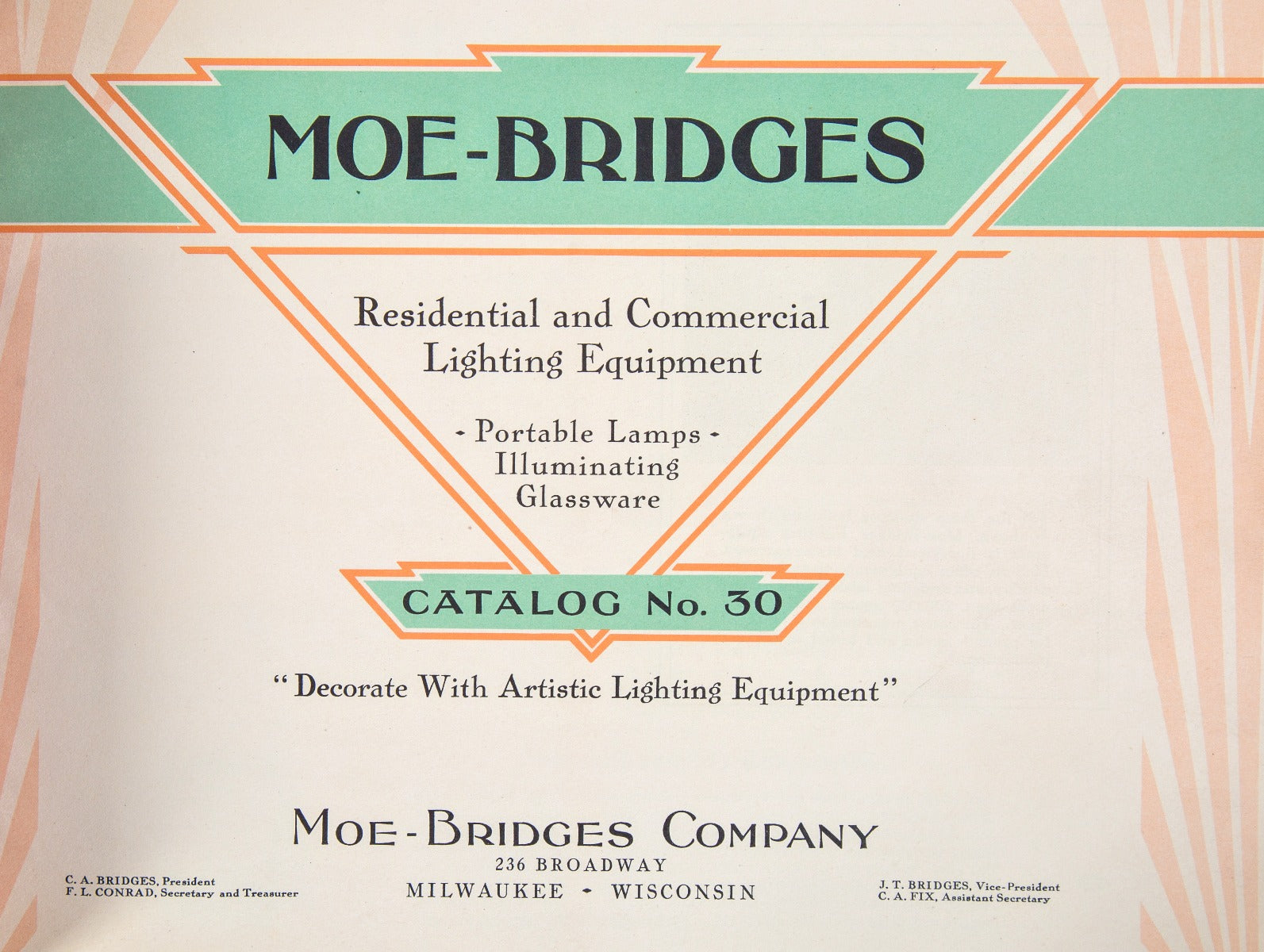 exceptional all original and intact depression-era moe-bridges profusely illustrated lighting catalog