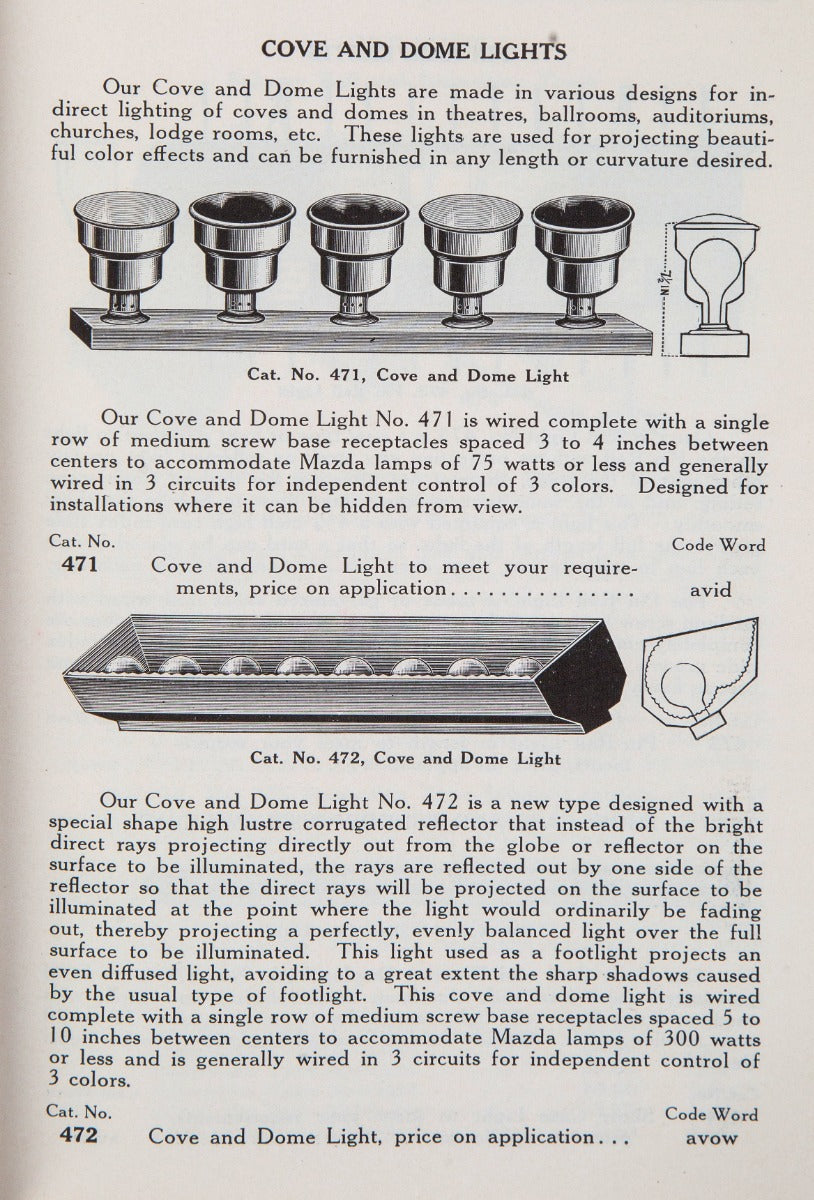 hard to find 1920s profusely illustrated softbound theatrical lighting equipment catalog for the chicago stage lighting company