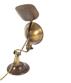 american industrial fully adjustable polished brass "lyhne" portable desk or table lamp with bulbous socket housing and rotating reflector