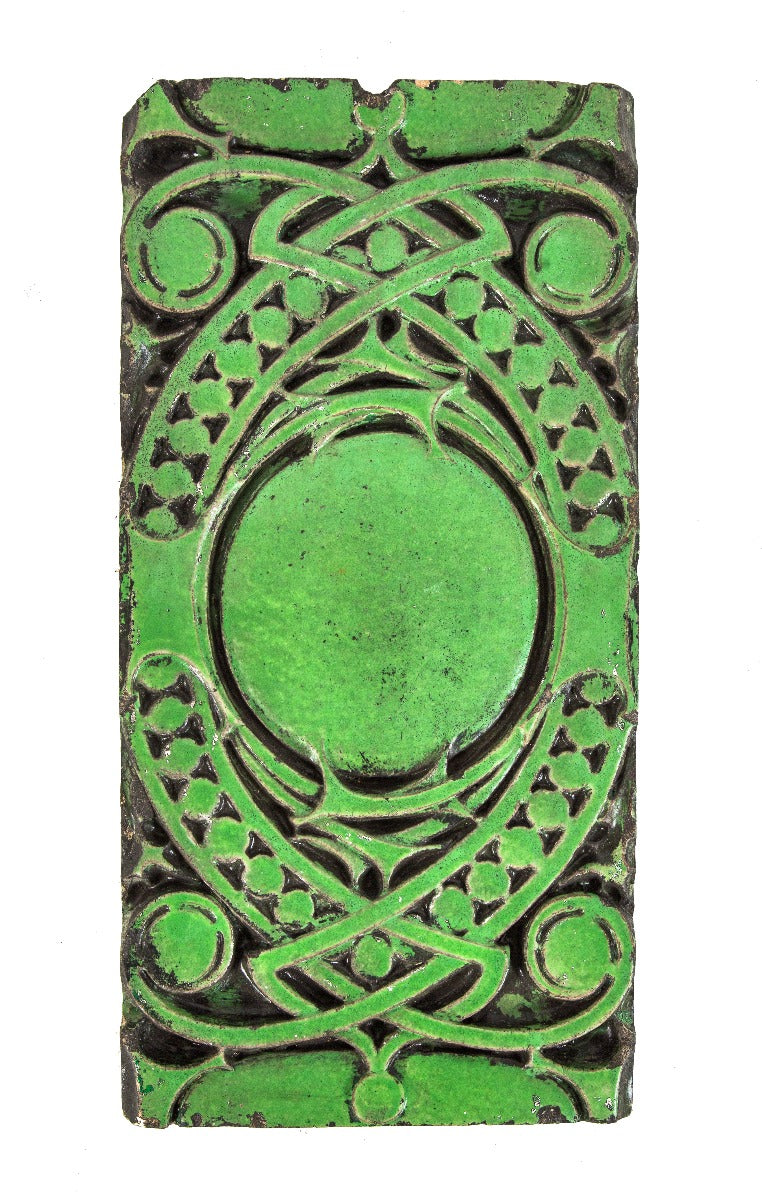 highly unusual richly colored green glazed sullivanesque commercial building terra cotta attributed to kees and colburn