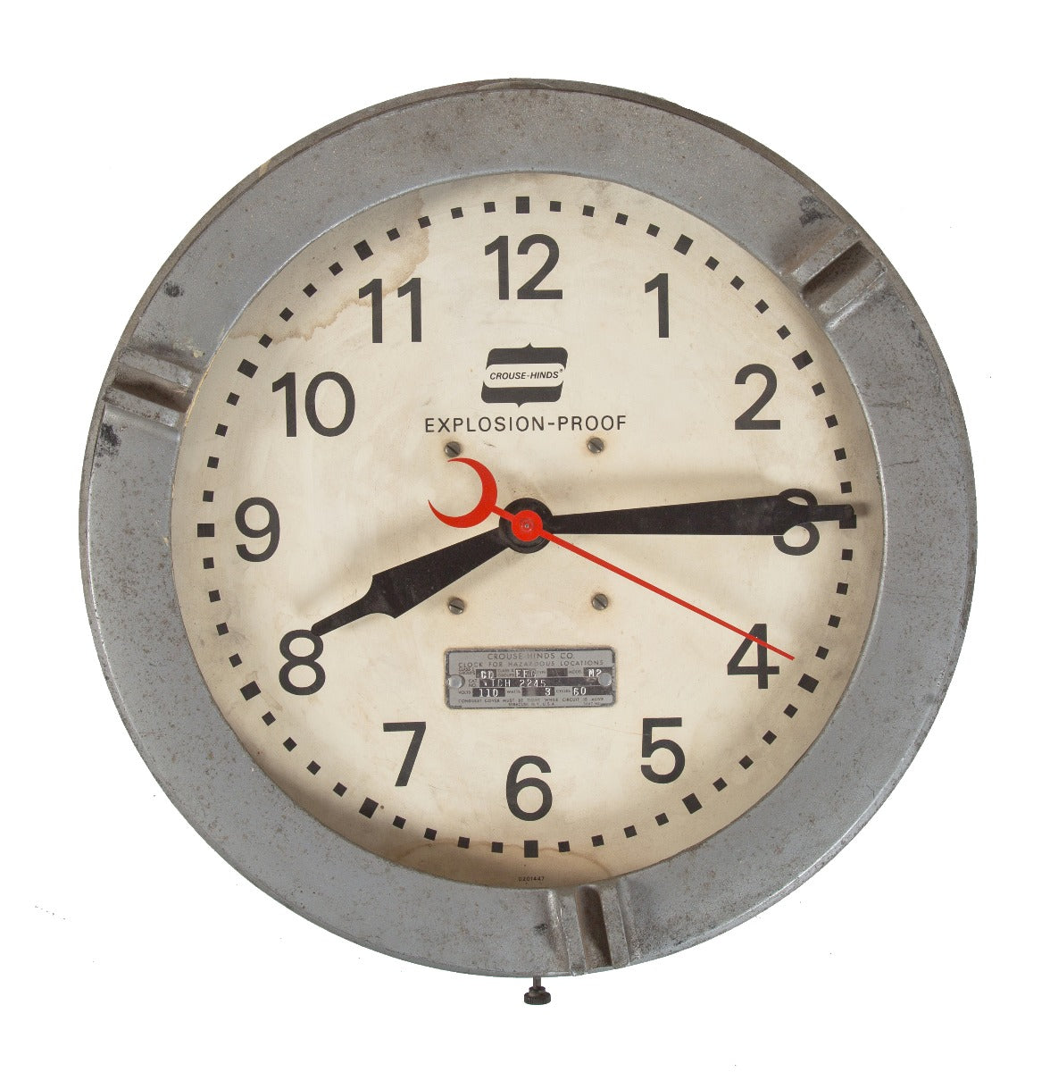 single vintage american industrial cast aluminum crouse-hinds "explosion proof" factory clock