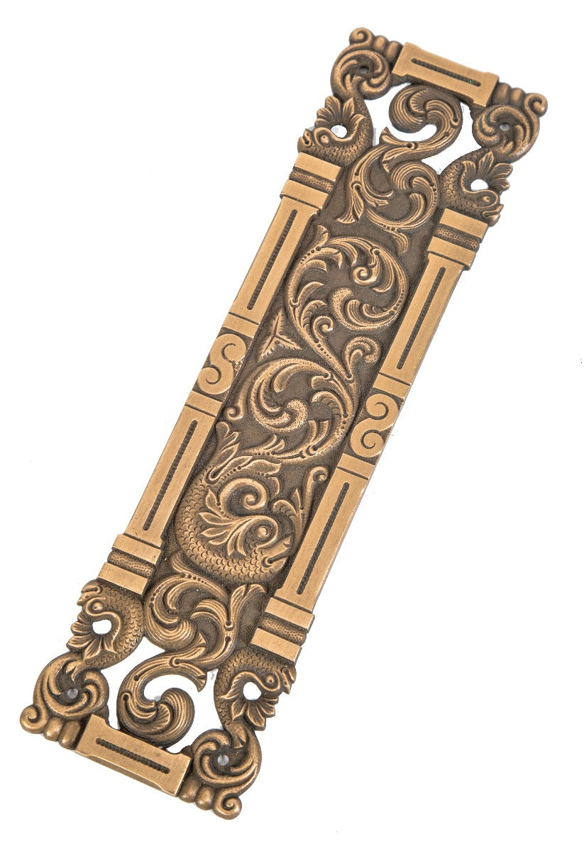 hard to find 19th century art nouveau style cast bronze "empire" or "columbian" pattern swinging door push plate