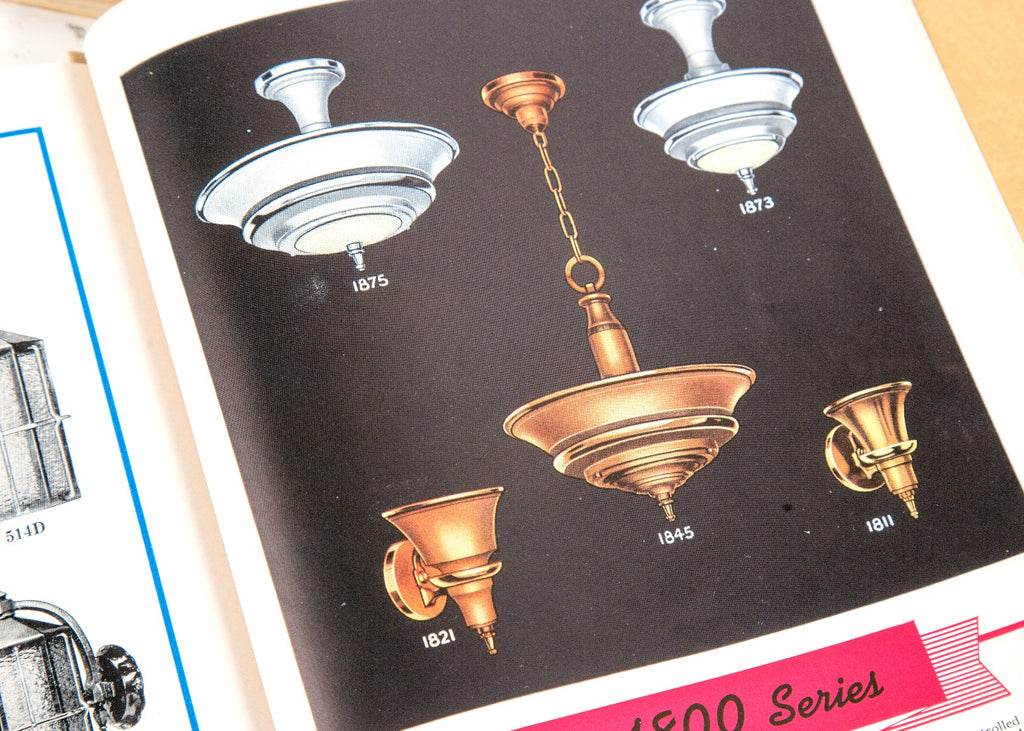 group of ten hard to find original depression-era profusely illustrated residential and commercial light fixture trade catalogs