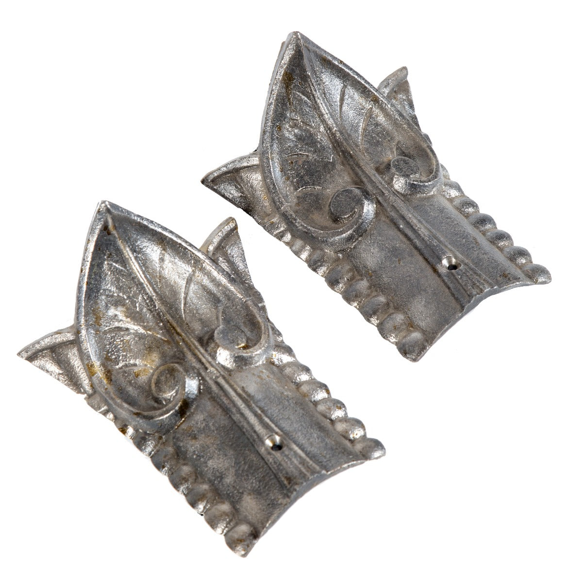 one of two original c. 1869 interior pre-fire chicago german high school building ornamental cast iron palmette motif column capital sectional fragments