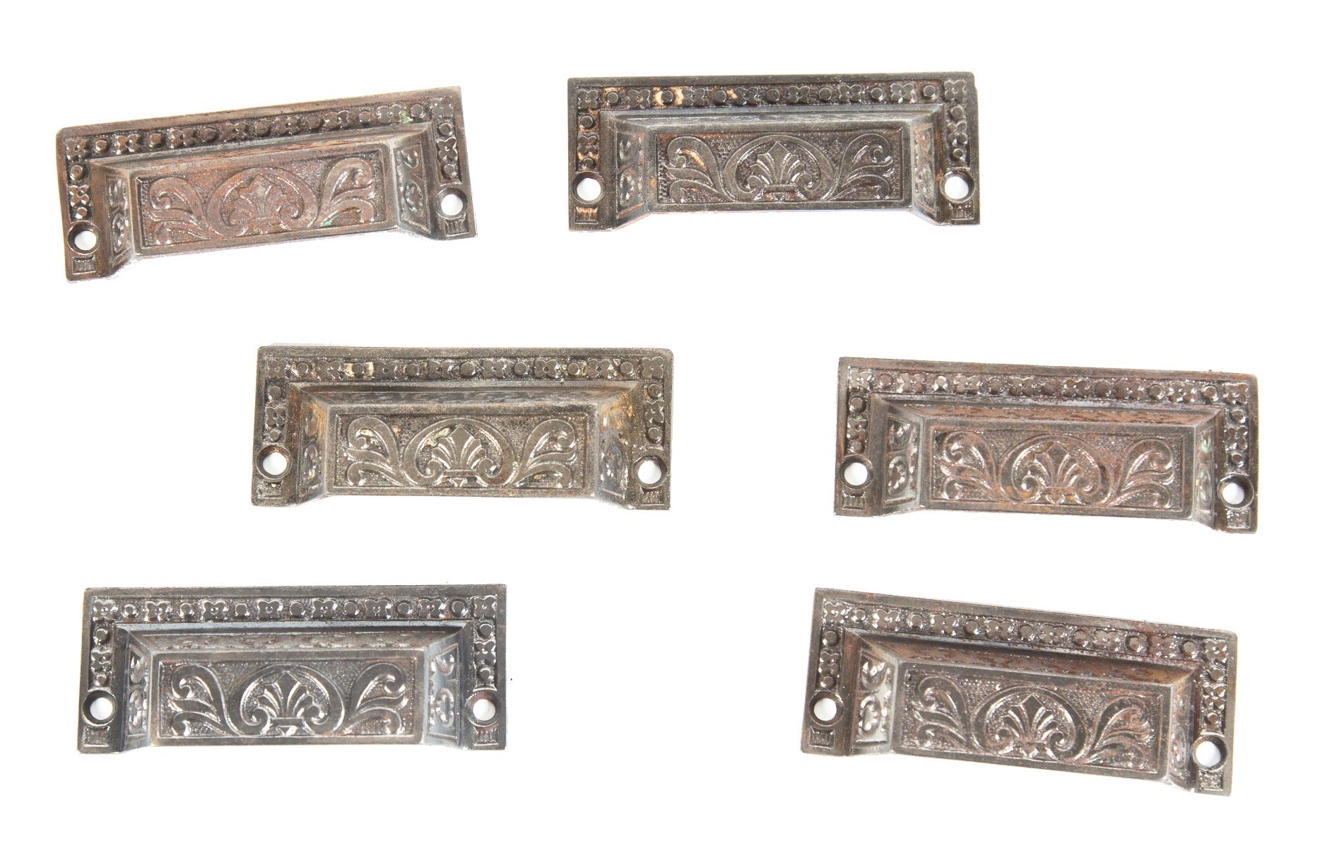 original ornamental cast iron interior residential salvaged chicago drawer pulls