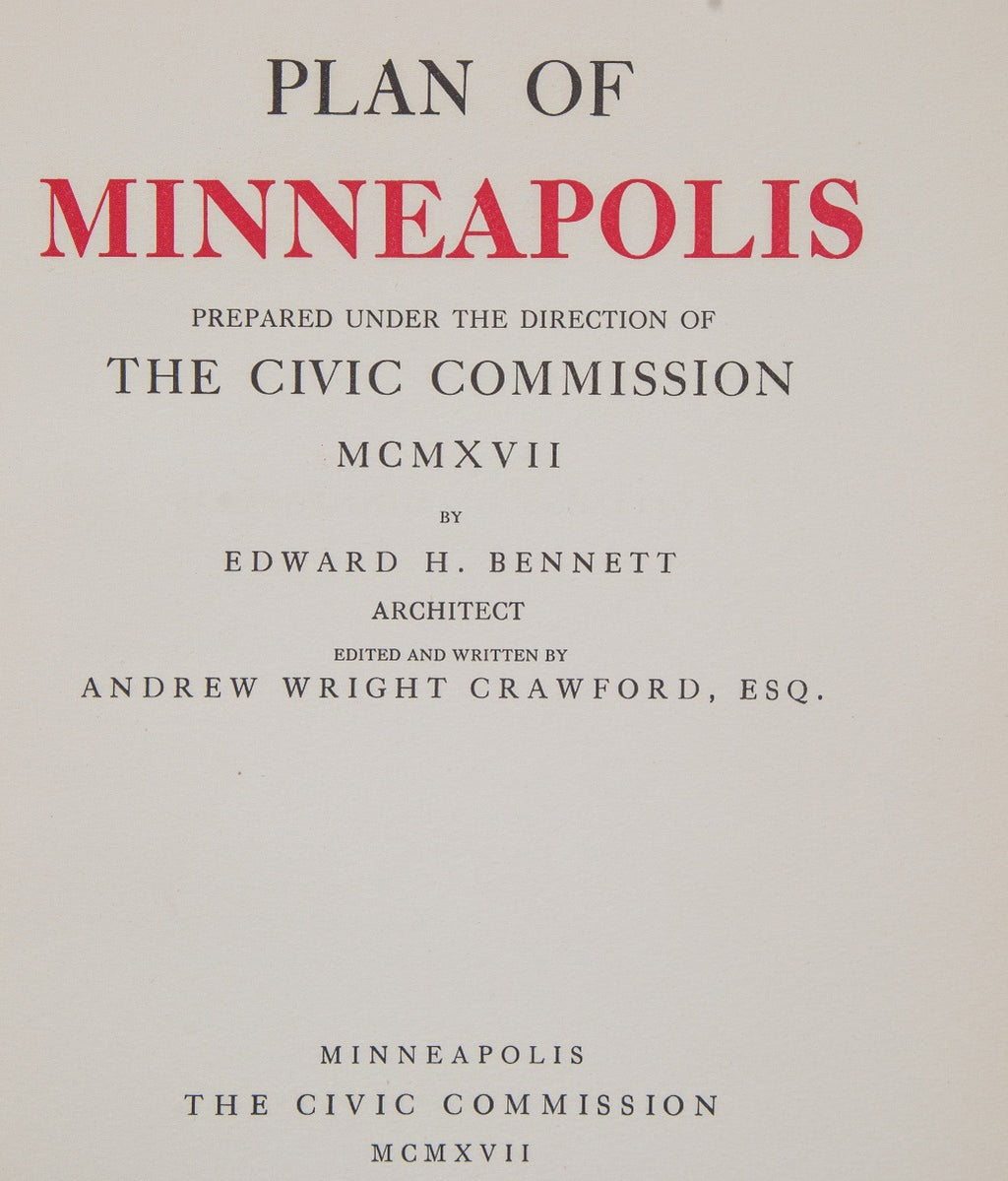 rare original  profusely illustrated "plan of minneapolis" folio hardbound number 421 out of limited edition of 1000