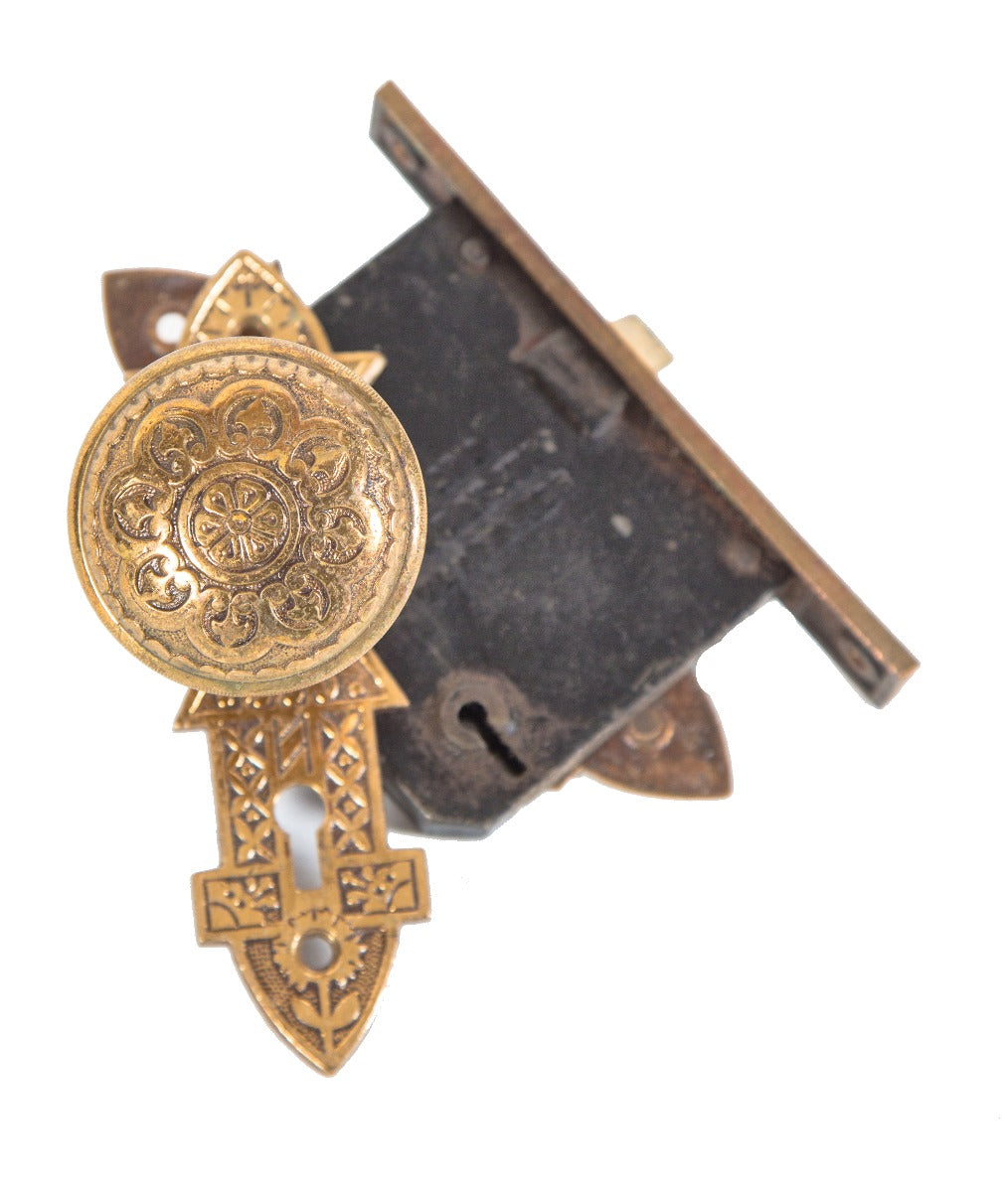 rare 19th century ornamental cast bronze restored interior residential matching passage door hardware