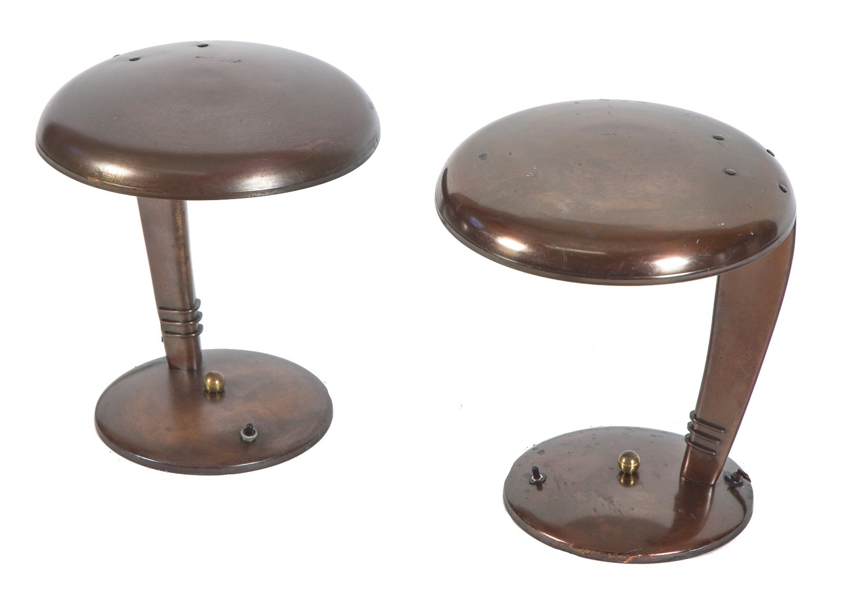 two nearly identical original salvaged chicago american art deco normandy bronze finish table lamps