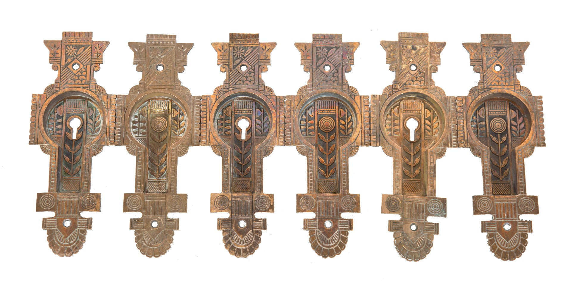 group of highly sought after original 1880's salvaged chicago interior residential eastlake style pocket door backplates