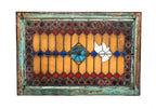 original 1880's largely intact salvaged chicago organ pipe factory stained glass transom window with unusual rondel border