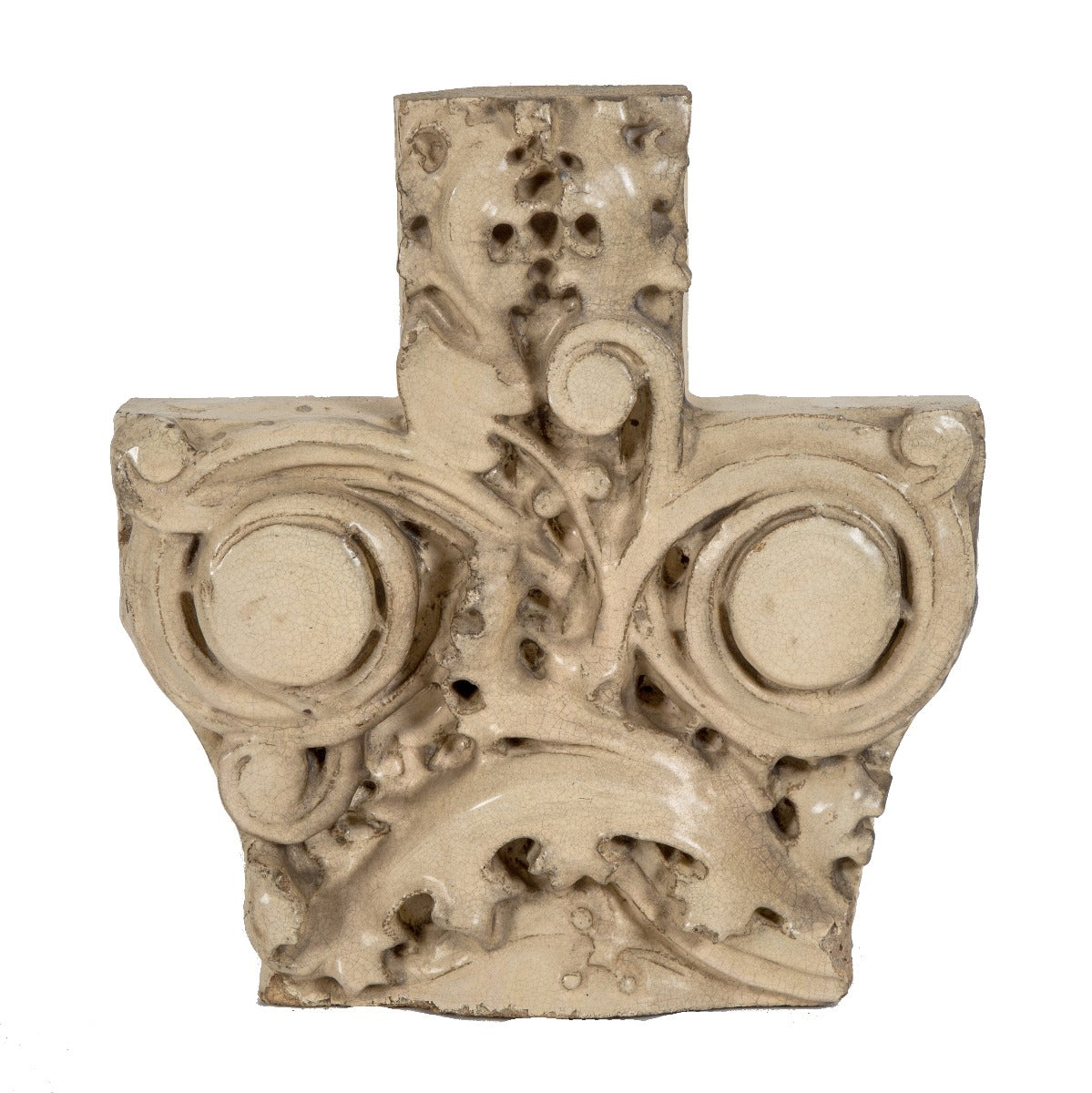 single all original and richly ornamented cream-colored terra cotta salvaged chicago building "sullivanesque" facade fragment