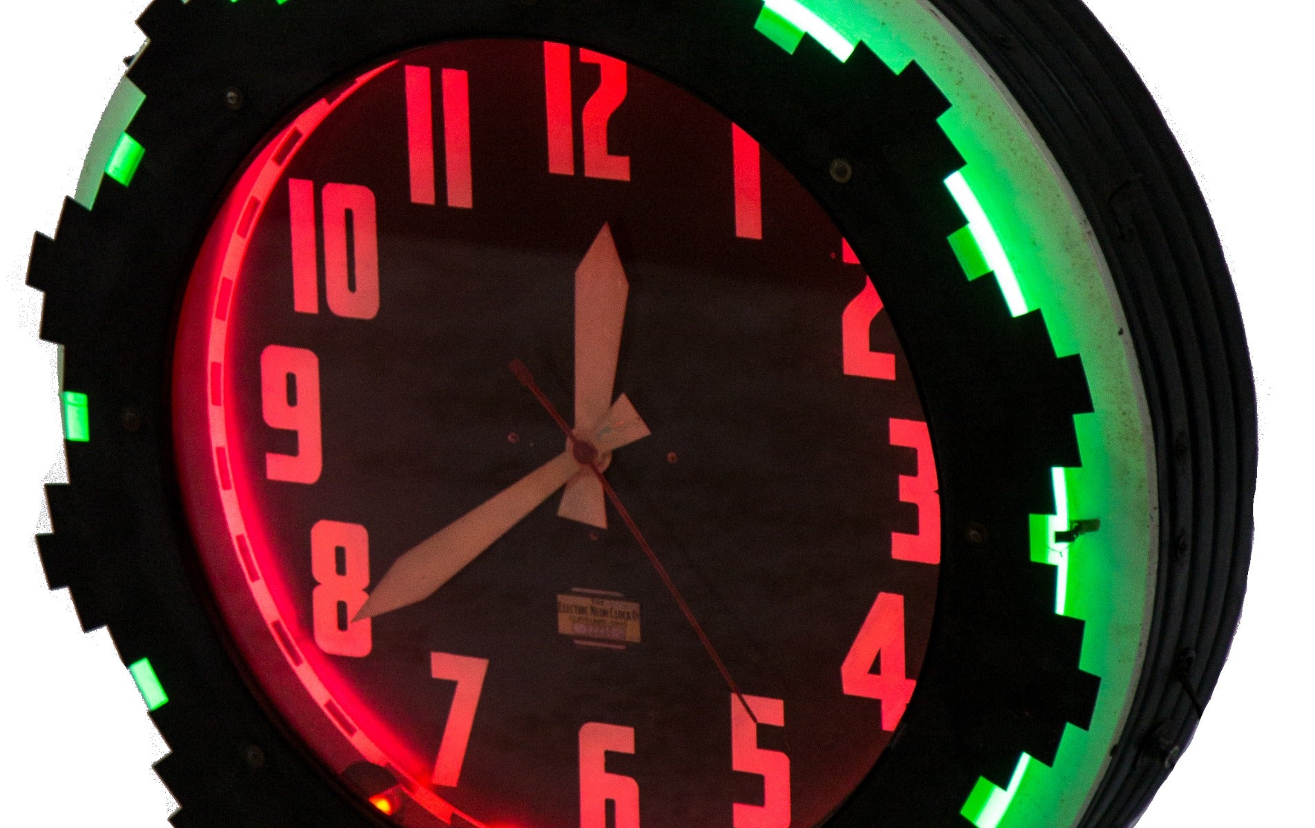 rare all original and fully functional american art deco salvaged chicago tavern "aztec" depression-era neon clock