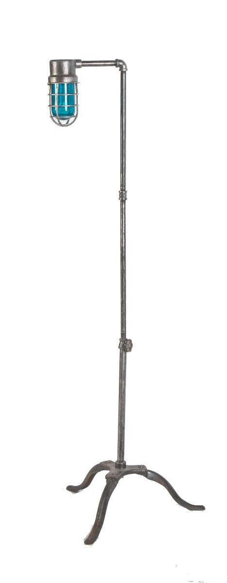 repurposed vintage american industrial brushed metal freestanding floor lamp with fully functional single light crouse condulet