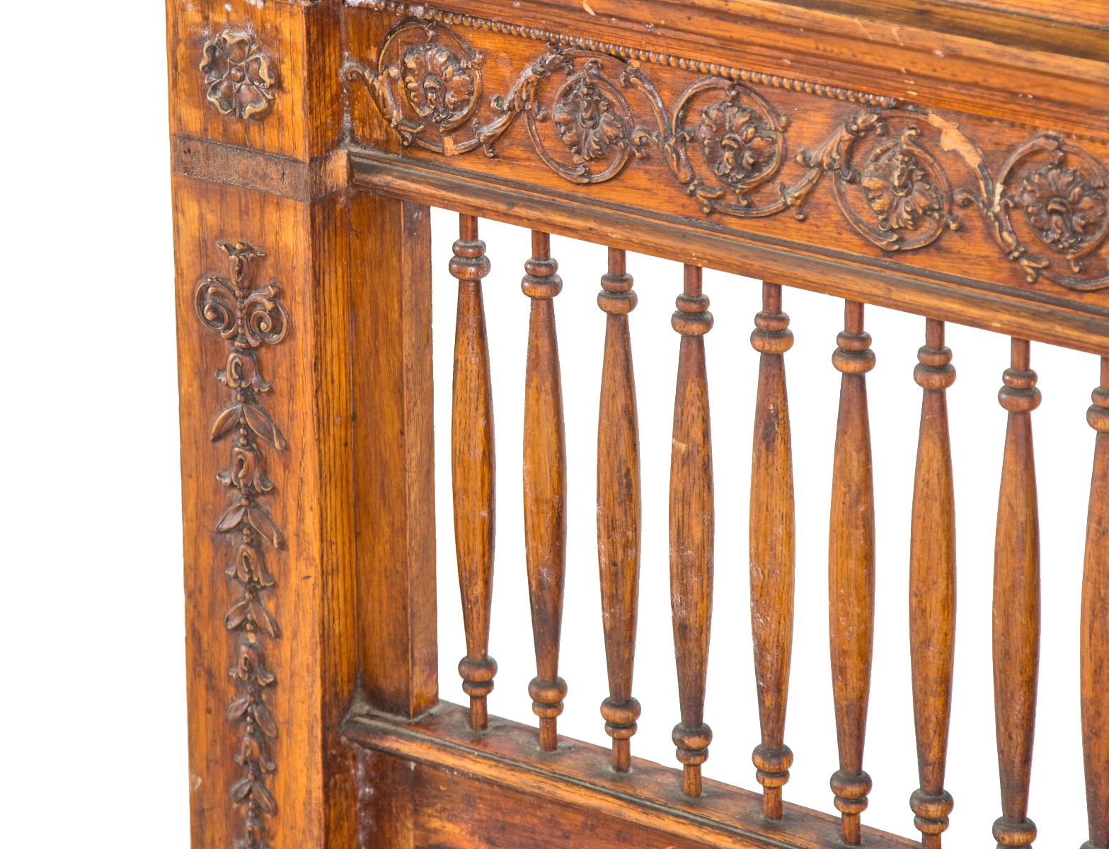 exceptional set of original 19th century salvaged chicago gold coast mansion "bertelsen" oak wood room divider