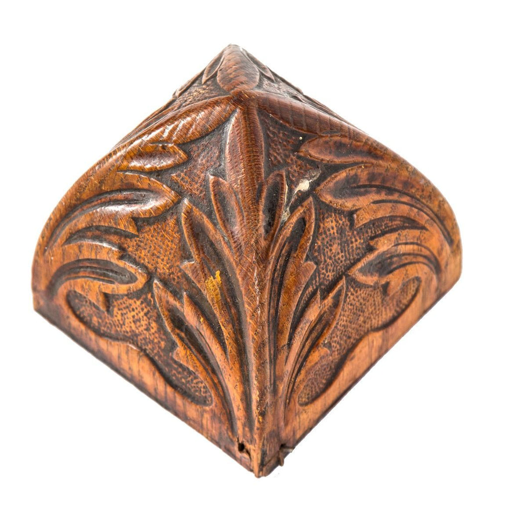 single all original late 19th or early 20th century antique american hand-carved salvaged chicago richardsonian romanesque style newel post finial or cap