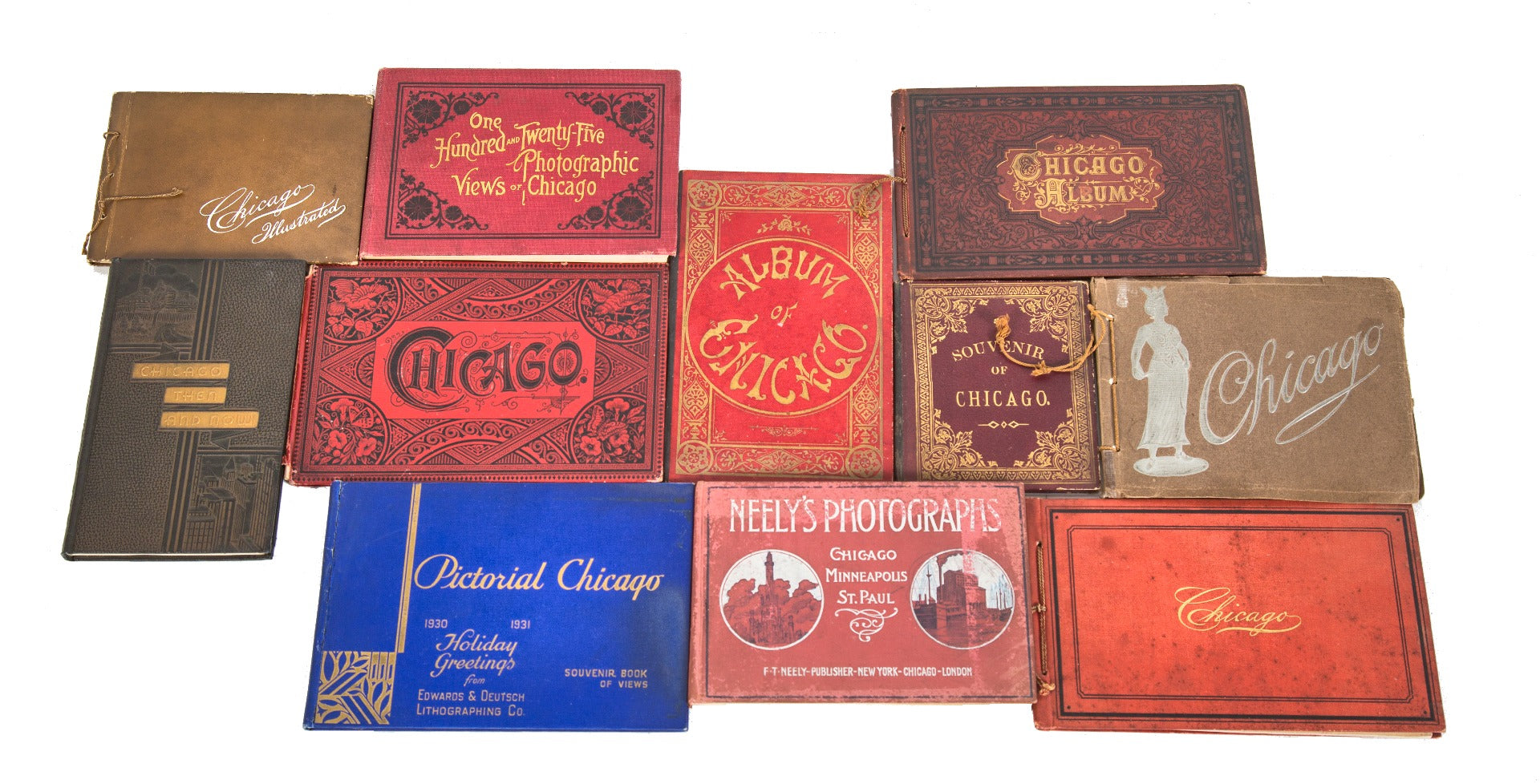 large lot of original 19th and early 20th century hard to find antique american city of chicago souvenir photo books