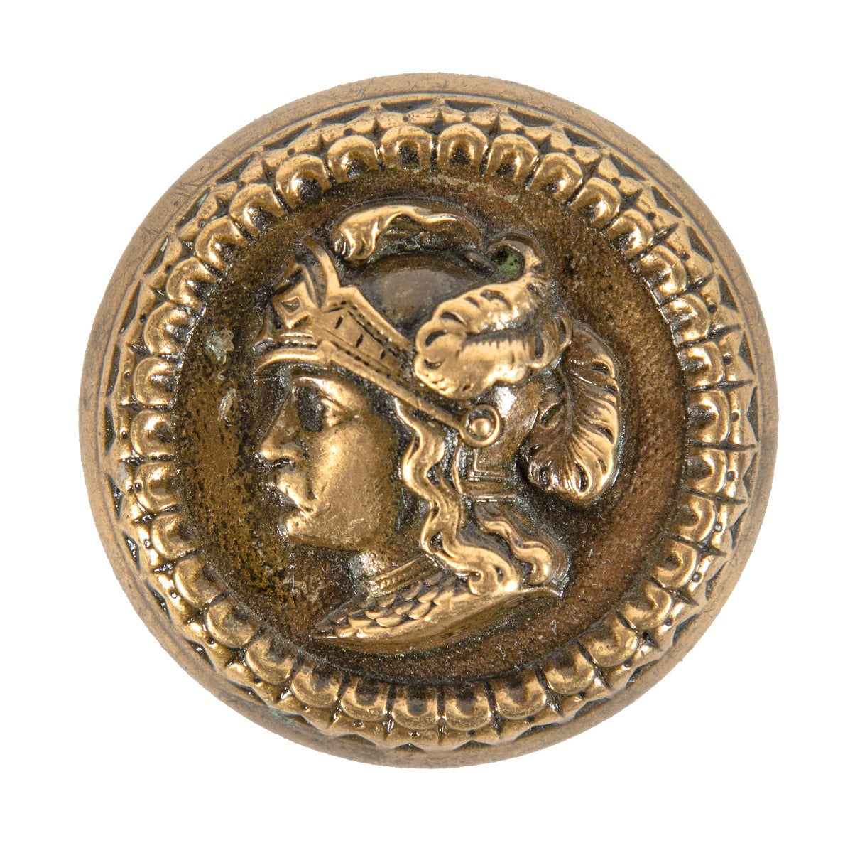 rare 19th century american victorian era "real bronze" entrance size "plumed helmet" figural knight mccc doorknob