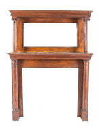 incredibly well-built and heavily reinforced solid oak wood salvaged chicago 19th century fireplace mantel with original beveled edged mirror