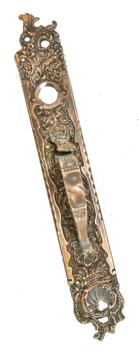 seldom found all original oversized late 19th century rococo style cast bronze chicago mansion entrance door thumblatch handle