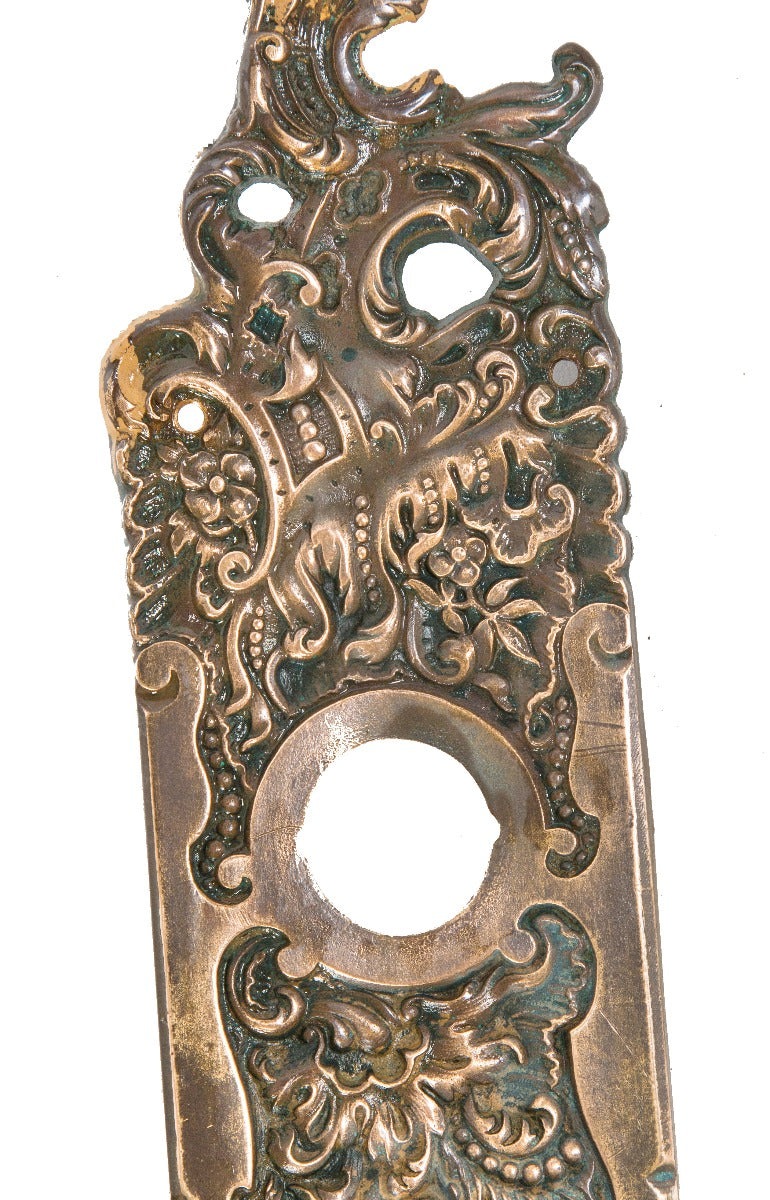 seldom found all original oversized late 19th century rococo style cast bronze chicago mansion entrance door thumblatch handle