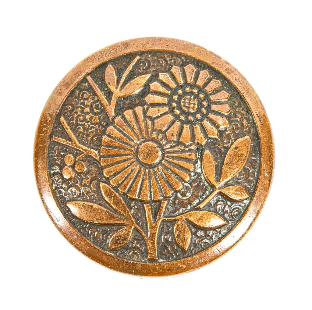 rare 19th century entrance size ornamental cast bronze "daisy" pattern anglo-japanese pattern doorknob