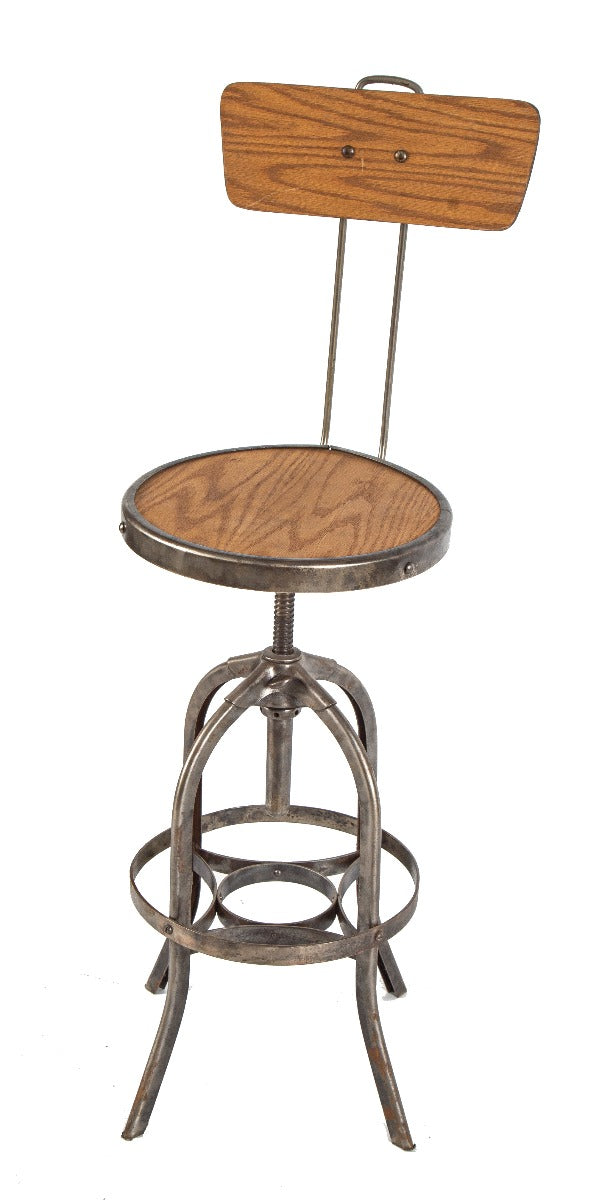 rare early 20th century highly desirable salvaged chicago switchboard operator adjustable height "uhl art steel" stool