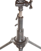 hard to find original antique early 20th century american industrial three-legged freestanding "peerless" drafting table base with custom zebra wood display box