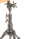 hard to find original antique early 20th century american industrial three-legged freestanding "peerless" drafting table base with custom zebra wood display box